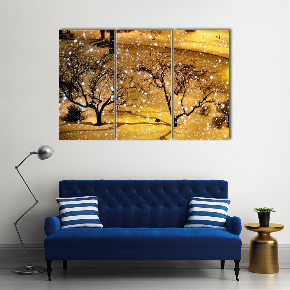 Winter In New York City Canvas Wall Art-3 Horizontal-Gallery Wrap-37" x 24"-Tiaracle