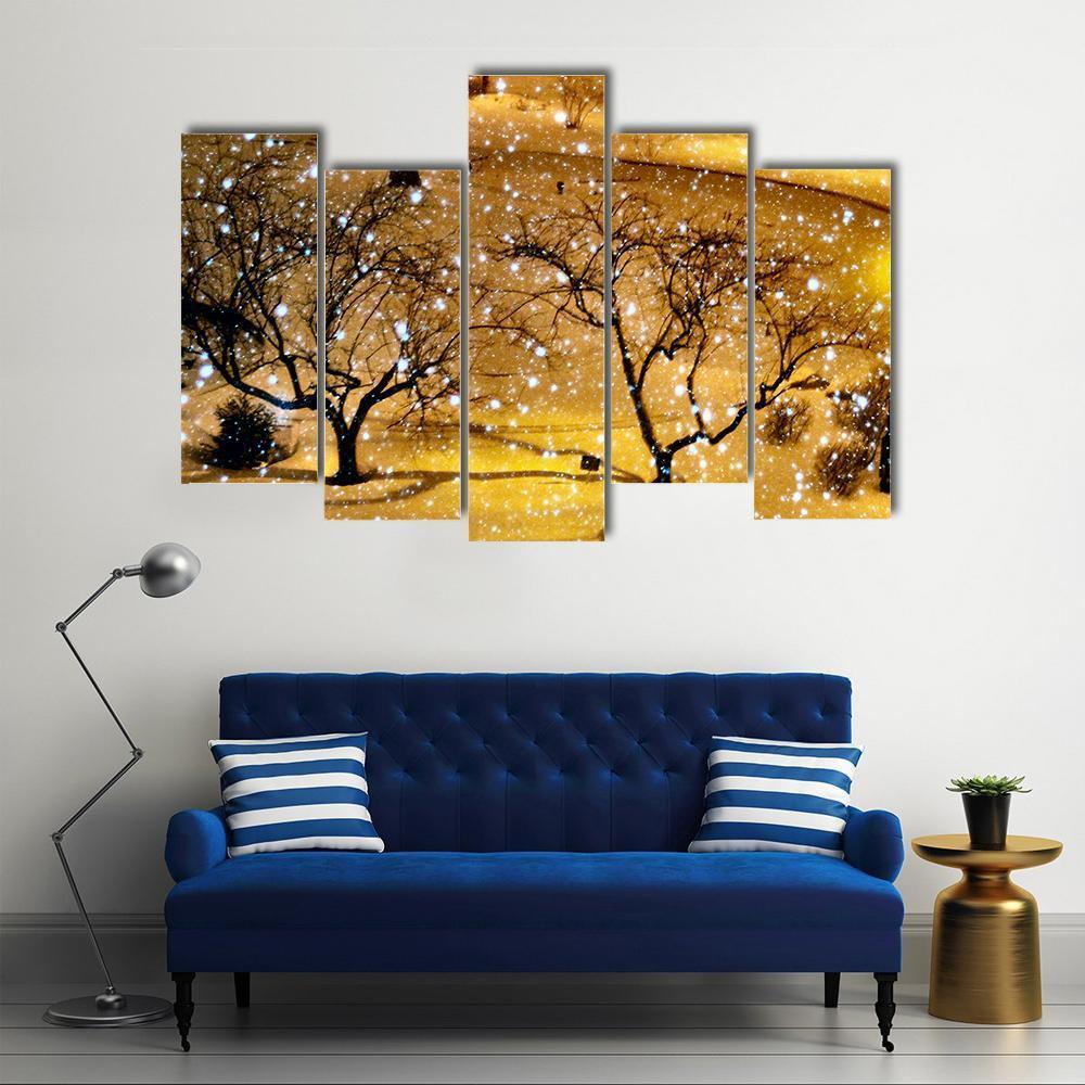 Winter In New York City Canvas Wall Art-5 Pop-Gallery Wrap-47" x 32"-Tiaracle