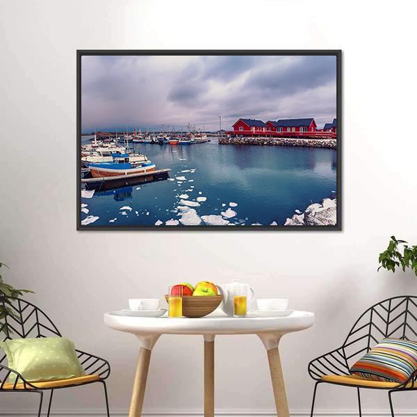 Winter In Norway Canvas Wall Art-1 Piece-Floating Frame-24" x 16"-Tiaracle