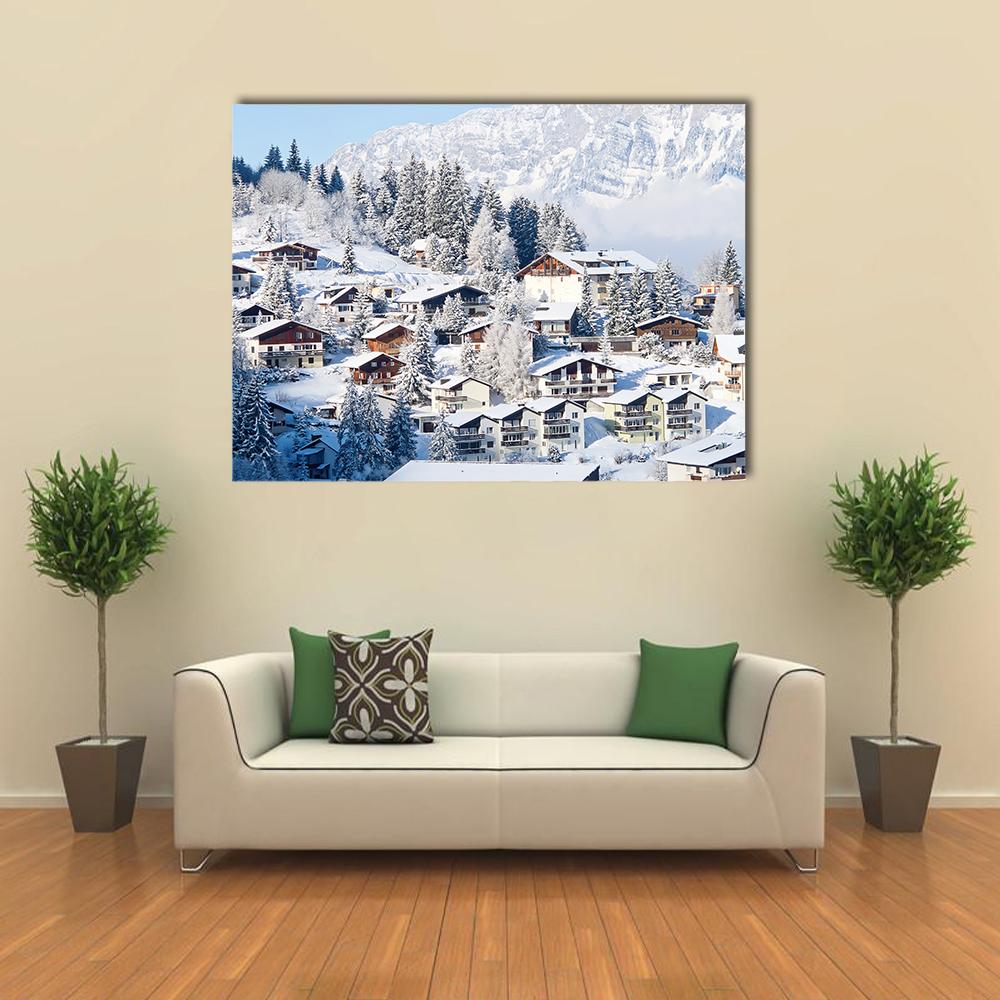 Winter In The Swiss Alps Canvas Wall Art-5 Horizontal-Gallery Wrap-22" x 12"-Tiaracle