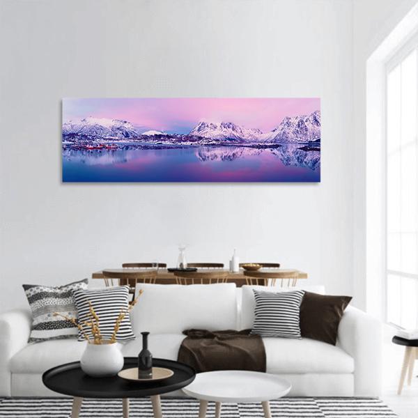 Norway Lake In Winter Panoramic Canvas Wall Art-1 Piece-36" x 12"-Tiaracle