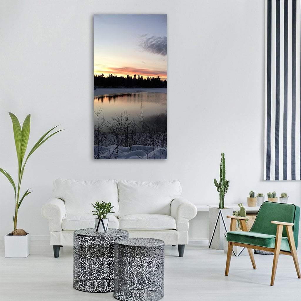 Winter Landscape At Dawn Vertical Canvas Wall Art-3 Vertical-Gallery Wrap-12" x 25"-Tiaracle