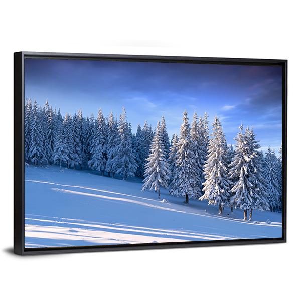 Winter Landscape In Forest Canvas Wall Art-5 Horizontal-Gallery Wrap-22" x 12"-Tiaracle