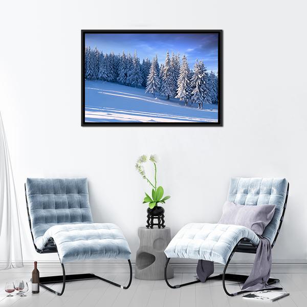 Winter Landscape In Forest Canvas Wall Art-5 Horizontal-Gallery Wrap-22" x 12"-Tiaracle