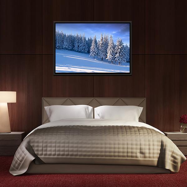 Winter Landscape In Forest Canvas Wall Art-5 Horizontal-Gallery Wrap-22" x 12"-Tiaracle