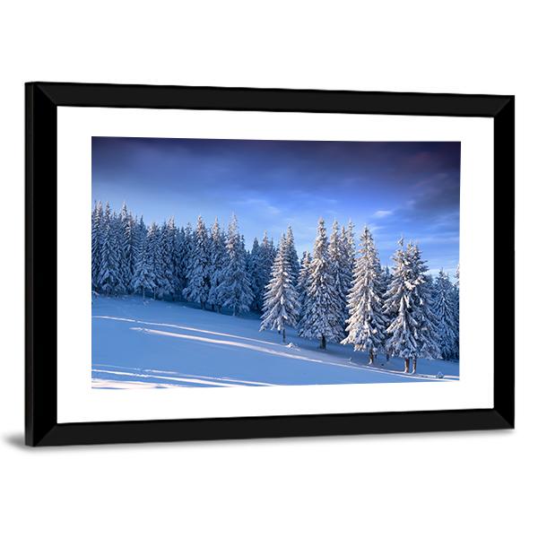 Winter Landscape In Forest Canvas Wall Art-5 Horizontal-Gallery Wrap-22" x 12"-Tiaracle