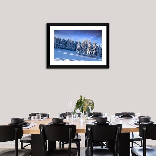 Winter Landscape In Forest Canvas Wall Art-5 Horizontal-Gallery Wrap-22" x 12"-Tiaracle