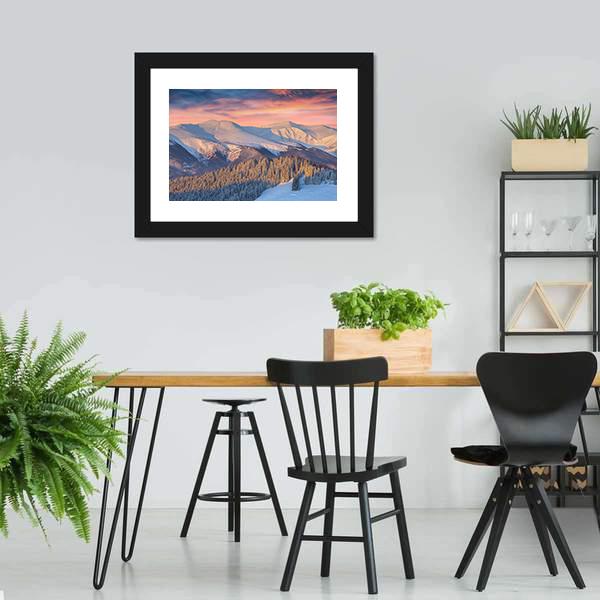 Winter Landscape In Mountain Canvas Wall Art-5 Horizontal-Gallery Wrap-22" x 12"-Tiaracle