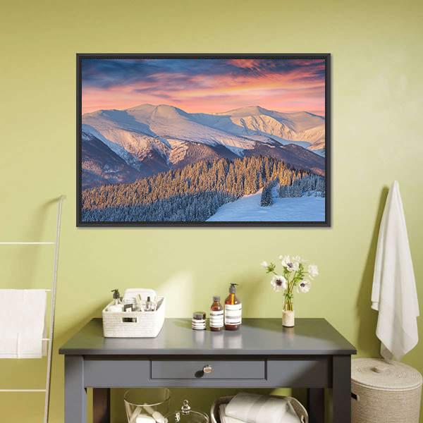 Winter Landscape In Mountain Canvas Wall Art-3 Horizontal-Gallery Wrap-25&quot; x 16&quot;-Tiaracle