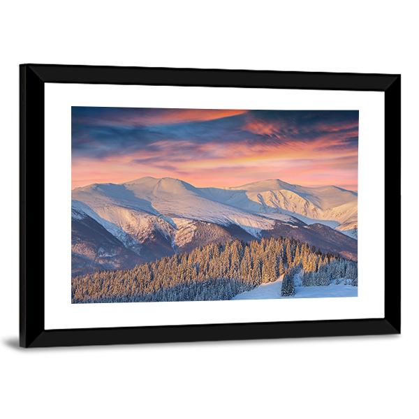 Winter Landscape In Mountain Canvas Wall Art-3 Horizontal-Gallery Wrap-25&quot; x 16&quot;-Tiaracle