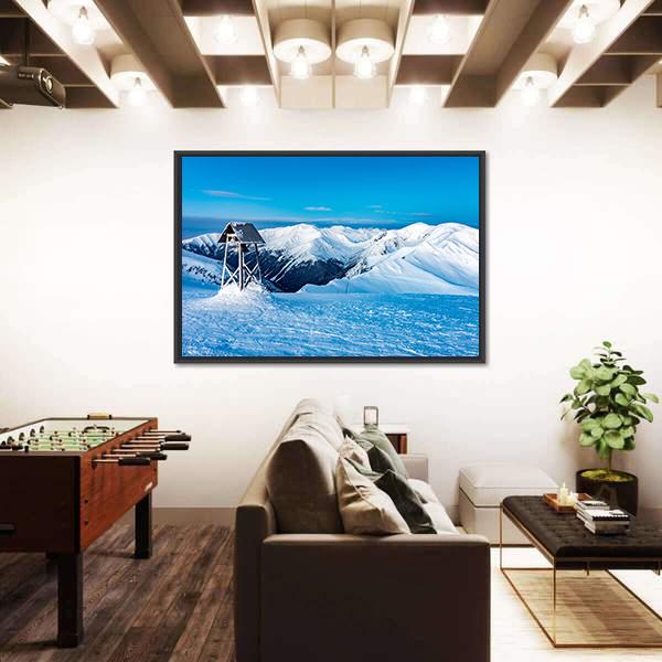 Winter Landscape In Snowy Mountains Canvas Wall Art-3 Horizontal-Gallery Wrap-25" x 16"-Tiaracle