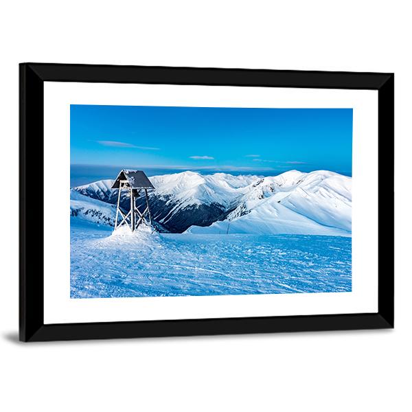 Winter Landscape In Snowy Mountains Canvas Wall Art-3 Horizontal-Gallery Wrap-25" x 16"-Tiaracle