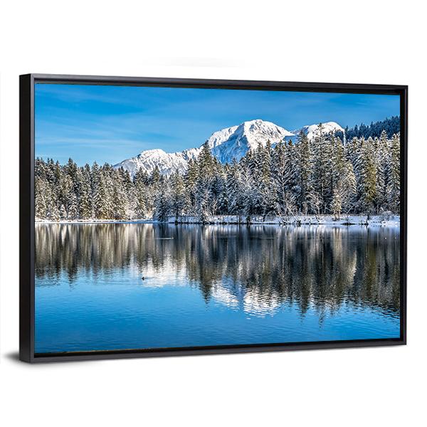 Winter Landscape In The Bavarian Alps Canvas Wall Art-3 Horizontal-Gallery Wrap-25" x 16"-Tiaracle