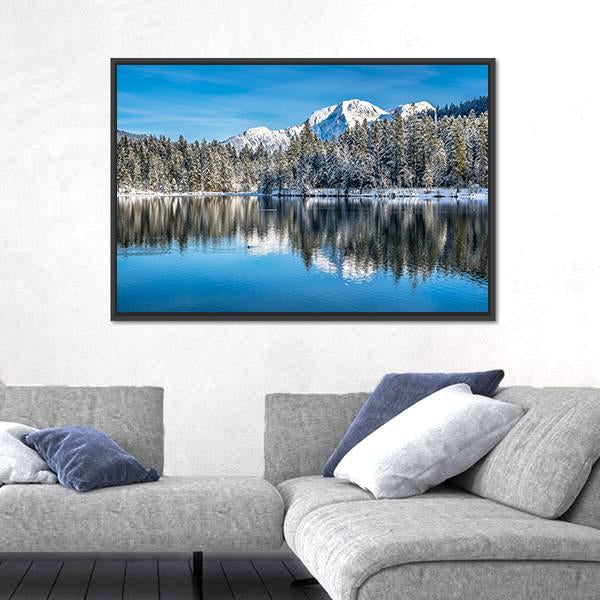 Winter Landscape In The Bavarian Alps Canvas Wall Art-3 Horizontal-Gallery Wrap-25" x 16"-Tiaracle