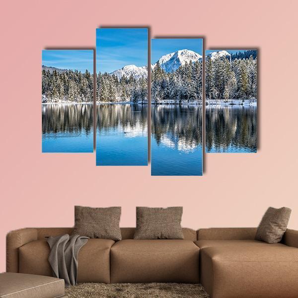 Winter Landscape In The Bavarian Alps Canvas Wall Art-4 Pop-Gallery Wrap-50" x 32"-Tiaracle