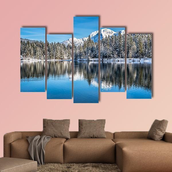 Winter Landscape In The Bavarian Alps Canvas Wall Art-5 Pop-Gallery Wrap-47" x 32"-Tiaracle
