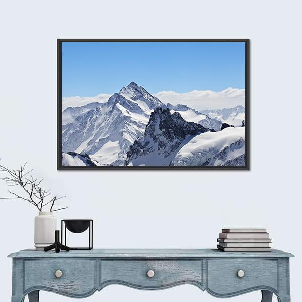 Winter Landscape In The Matterhorn Canvas Wall Art-1 Piece-Floating Frame-24" x 16"-Tiaracle