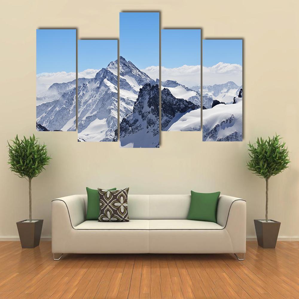 Winter Landscape In The Matterhorn Canvas Wall Art-5 Pop-Gallery Wrap-47" x 32"-Tiaracle