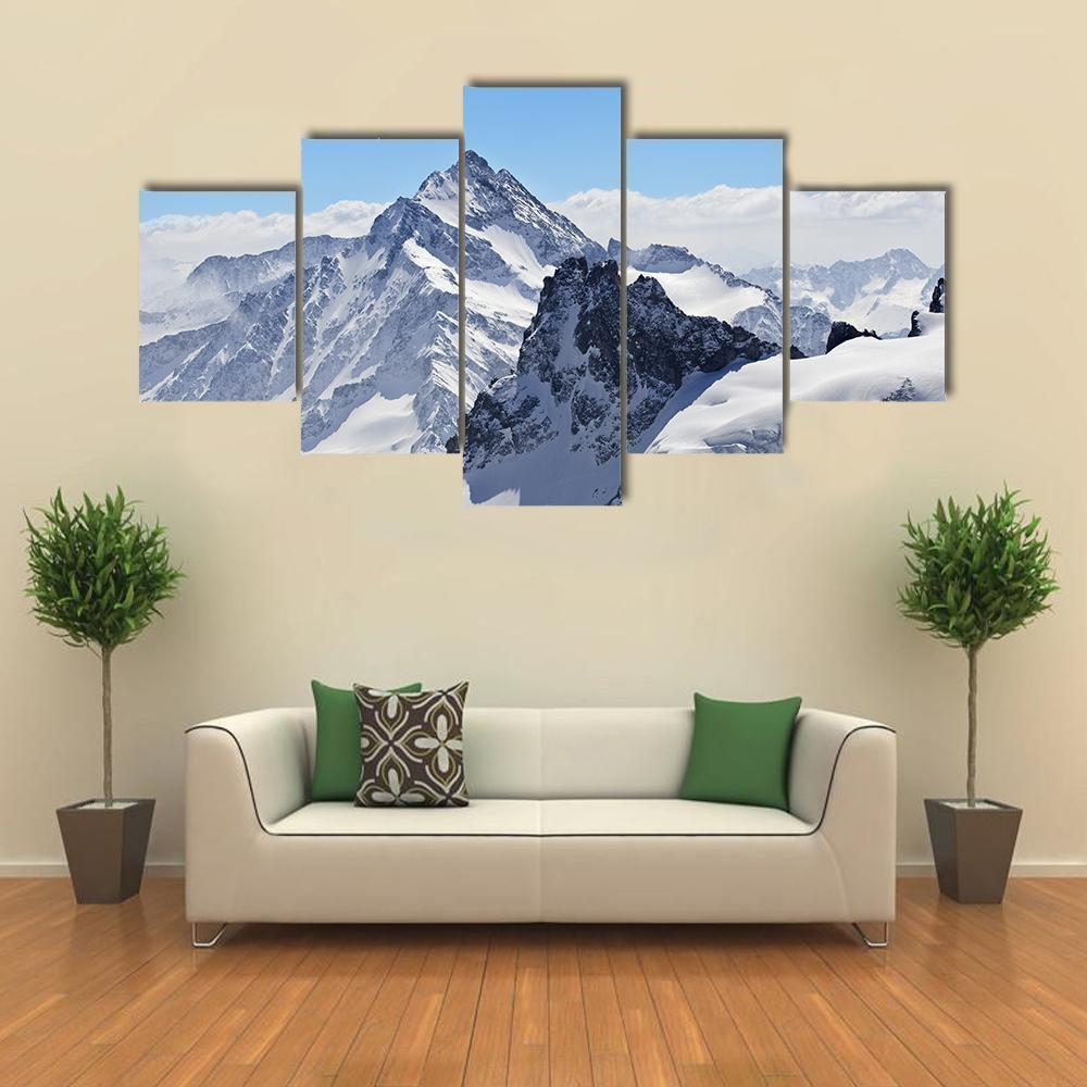 Winter Landscape In The Matterhorn Canvas Wall Art-5 Star-Gallery Wrap-62" x 32"-Tiaracle