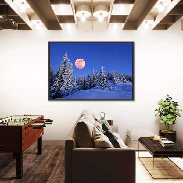 Winter Landscape In The Mountains Canvas Wall Art-5 Horizontal-Gallery Wrap-22" x 12"-Tiaracle