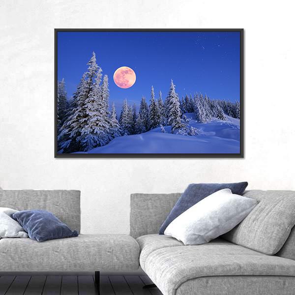 Winter Landscape In The Mountains Canvas Wall Art-3 Horizontal-Gallery Wrap-25" x 16"-Tiaracle