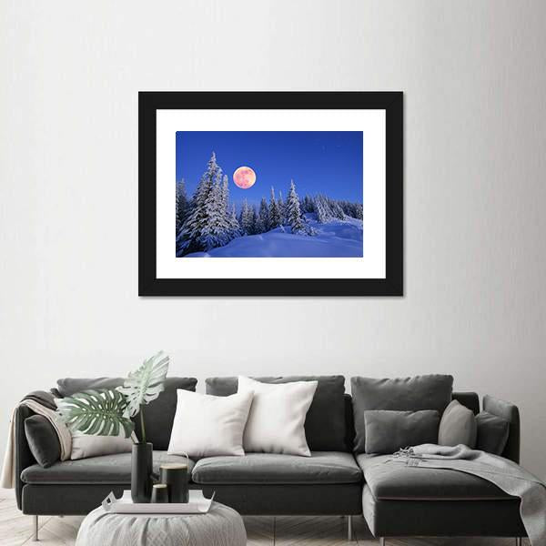 Winter Landscape In The Mountains Canvas Wall Art-3 Horizontal-Gallery Wrap-25" x 16"-Tiaracle
