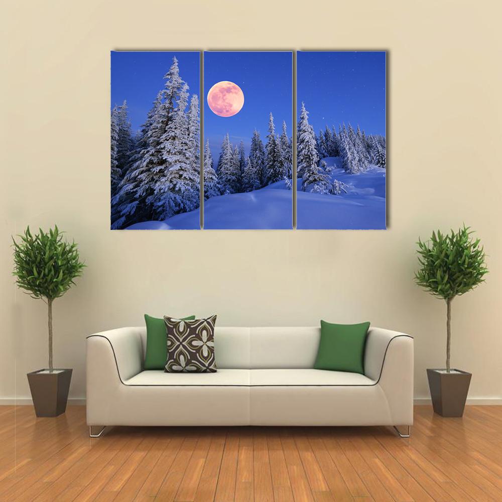 Winter Landscape In The Mountains Canvas Wall Art-3 Horizontal-Gallery Wrap-25" x 16"-Tiaracle
