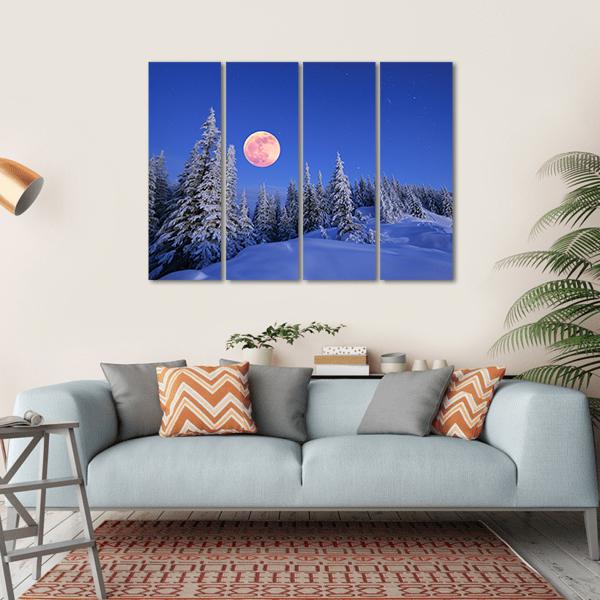 Winter Landscape In The Mountains Canvas Wall Art-4 Horizontal-Gallery Wrap-34" x 24"-Tiaracle
