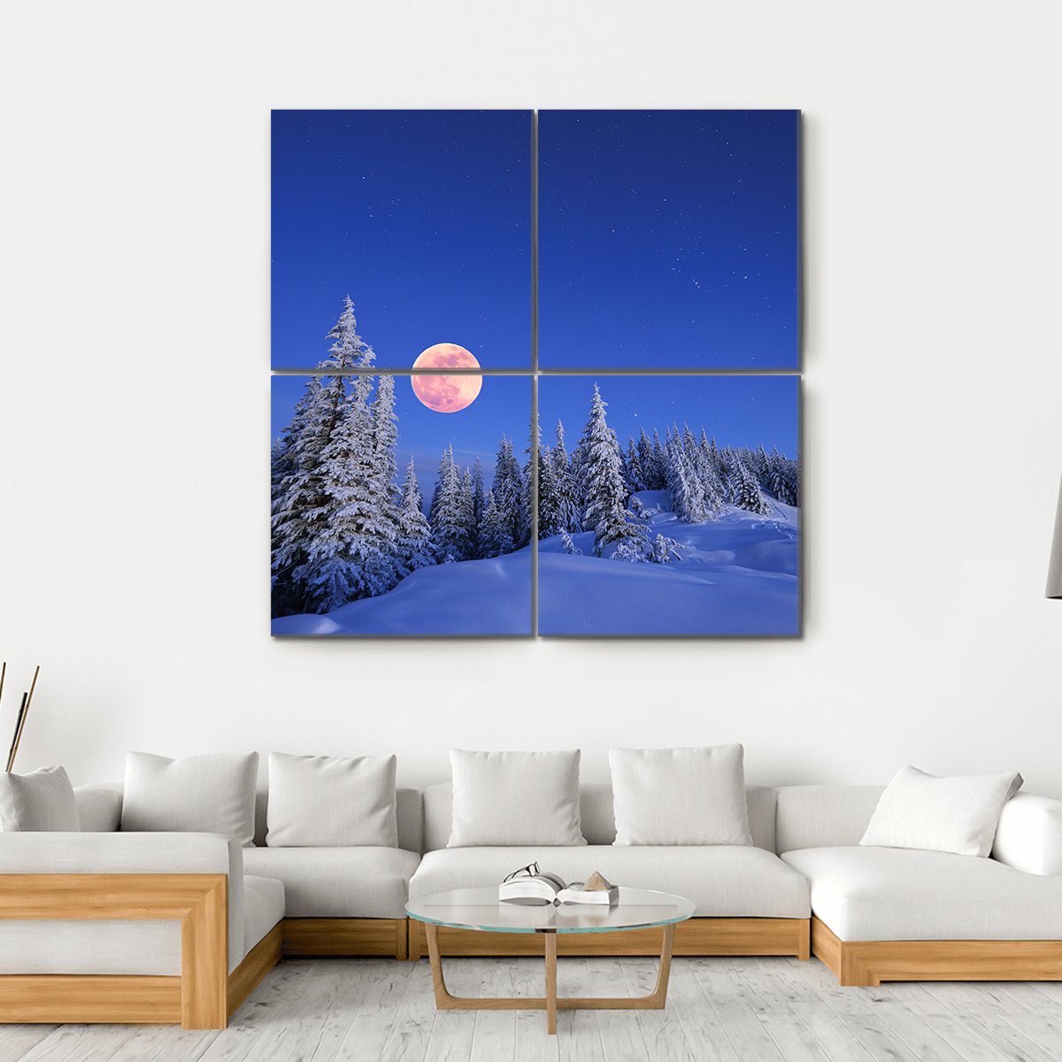 Winter Landscape In The Mountains Canvas Wall Art-4 Square-Gallery Wrap-17" x 17"-Tiaracle