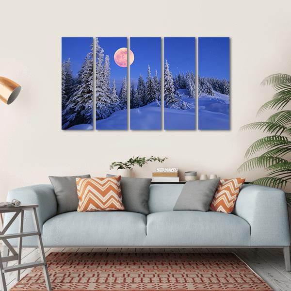 Winter Landscape In The Mountains Canvas Wall Art-5 Horizontal-Gallery Wrap-22" x 12"-Tiaracle