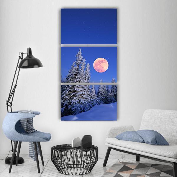 Winter Landscape In The Mountains Vertical Canvas Wall Art-3 Vertical-Gallery Wrap-12" x 25"-Tiaracle