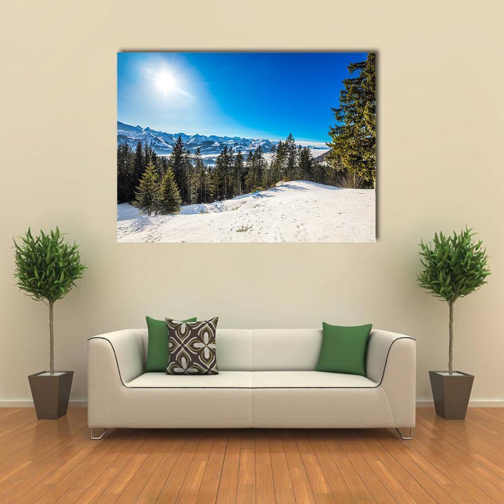 Winter Landscape Panorama Canvas Wall Art-1 Piece-Gallery Wrap-36" x 24"-Tiaracle