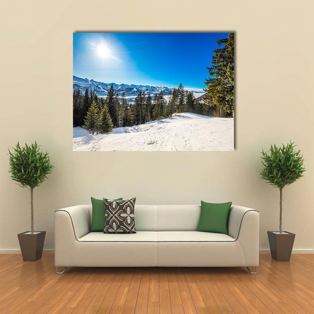 Winter Landscape Panorama Canvas Wall Art-4 Horizontal-Gallery Wrap-34" x 24"-Tiaracle