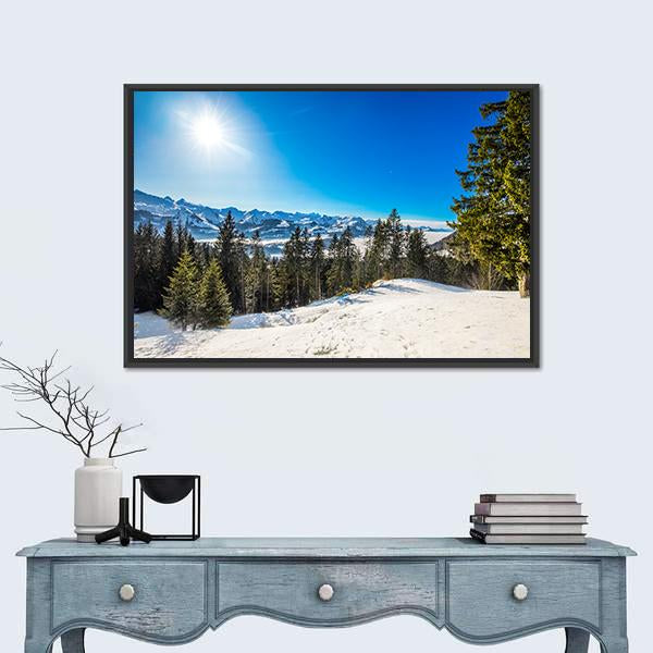 Winter Landscape Panorama Canvas Wall Art-1 Piece-Floating Frame-24" x 16"-Tiaracle