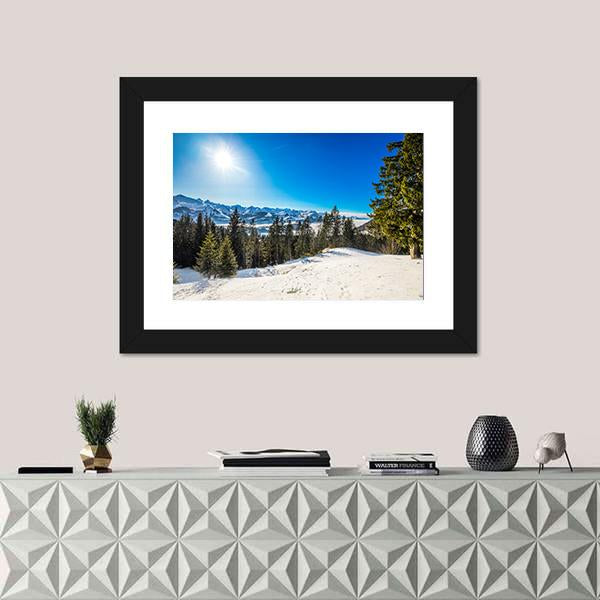 Winter Landscape Panorama Canvas Wall Art-1 Piece-Framed Print-20" x 16"-Tiaracle