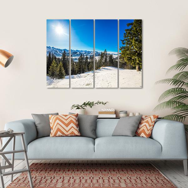 Winter Landscape Panorama Canvas Wall Art-4 Horizontal-Gallery Wrap-34" x 24"-Tiaracle