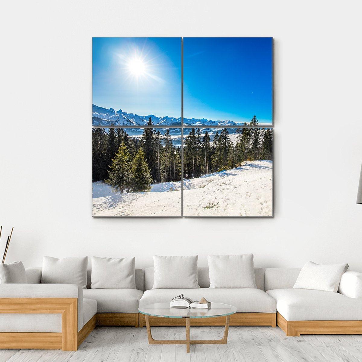 Winter Landscape Panorama Canvas Wall Art-4 Square-Gallery Wrap-17" x 17"-Tiaracle