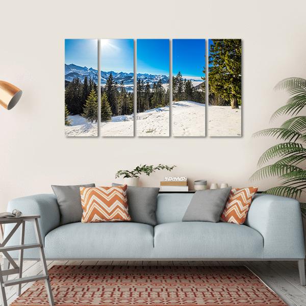 Winter Landscape Panorama Canvas Wall Art-5 Horizontal-Gallery Wrap-22" x 12"-Tiaracle