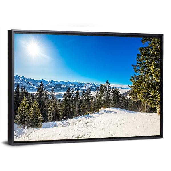 Winter Landscape Panorama Canvas Wall Art-3 Horizontal-Gallery Wrap-25" x 16"-Tiaracle