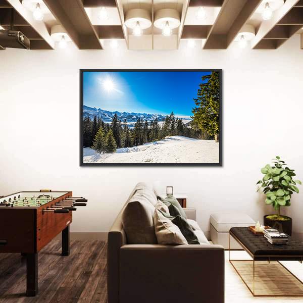 Winter Landscape Panorama Canvas Wall Art-3 Horizontal-Gallery Wrap-25" x 16"-Tiaracle