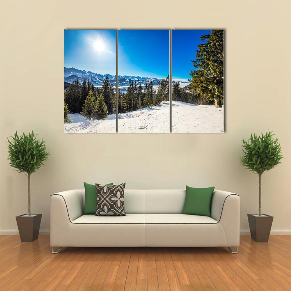 Winter Landscape Panorama Canvas Wall Art-3 Horizontal-Gallery Wrap-37" x 24"-Tiaracle
