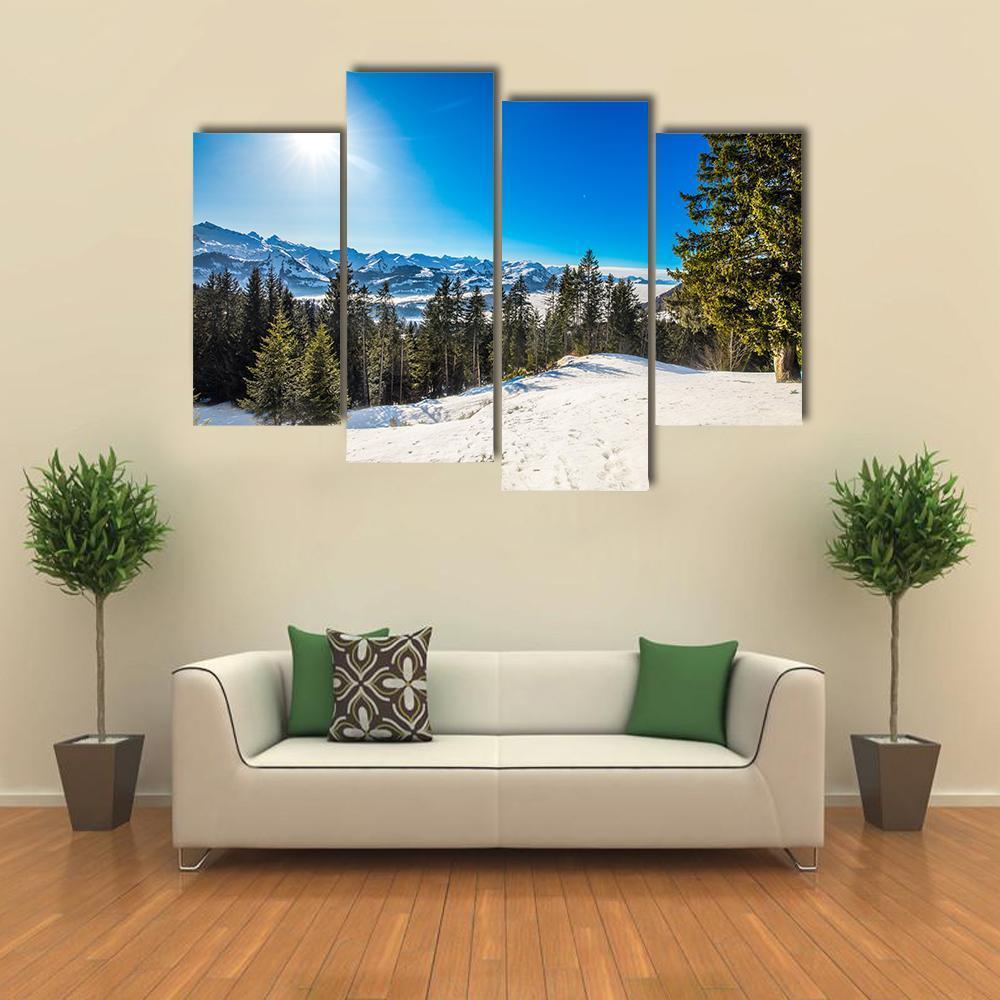 Winter Landscape Panorama Canvas Wall Art-4 Pop-Gallery Wrap-50" x 32"-Tiaracle