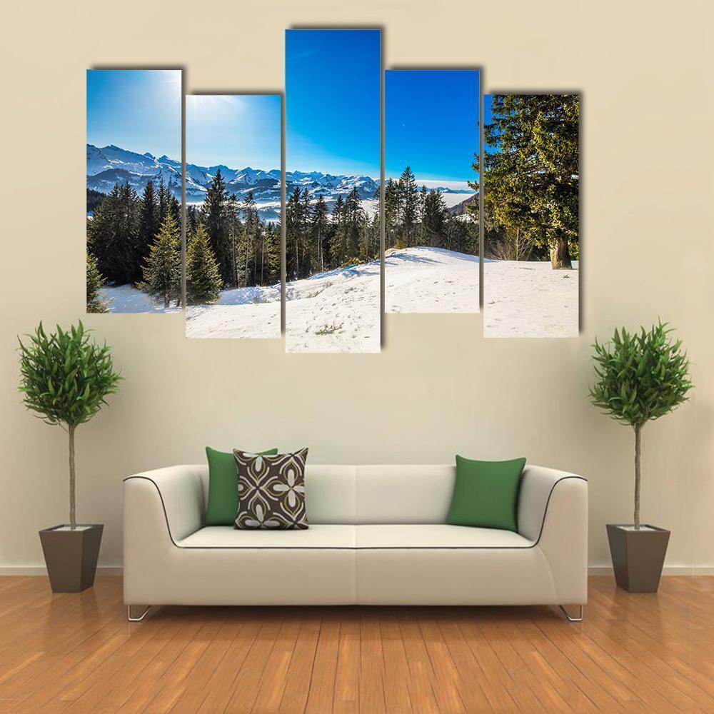Winter Landscape Panorama Canvas Wall Art-5 Pop-Gallery Wrap-47" x 32"-Tiaracle