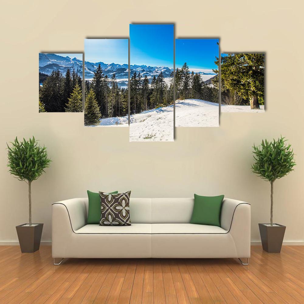 Winter Landscape Panorama Canvas Wall Art-5 Star-Gallery Wrap-62" x 32"-Tiaracle