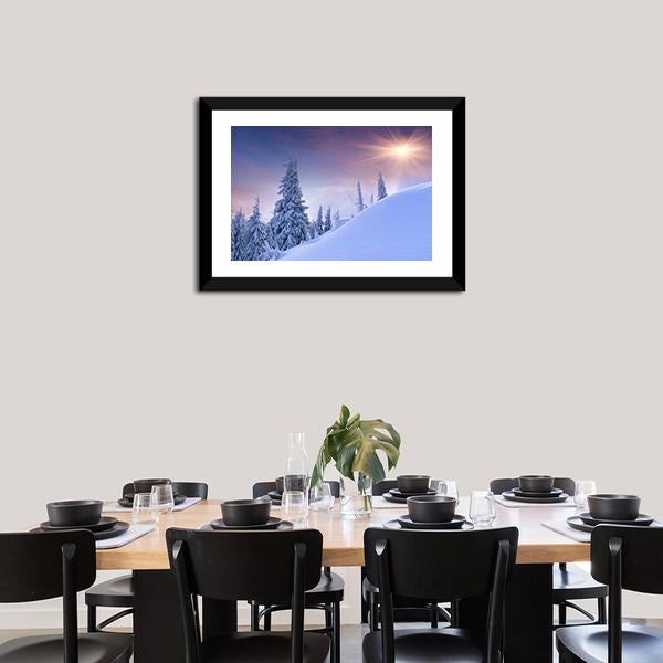 Winter Landscape Sunrise Canvas Wall Art-5 Horizontal-Gallery Wrap-22" x 12"-Tiaracle