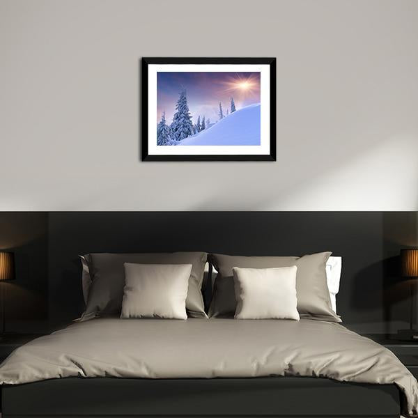 Winter Landscape Sunrise Canvas Wall Art-5 Horizontal-Gallery Wrap-22" x 12"-Tiaracle