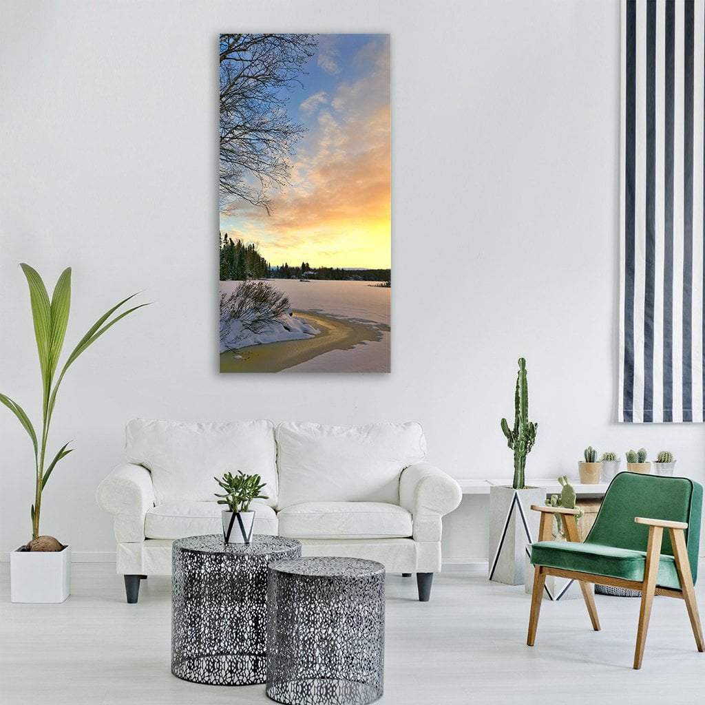 Winter Landscape Vertical Canvas Wall Art-1 Vertical-Gallery Wrap-12" x 24"-Tiaracle
