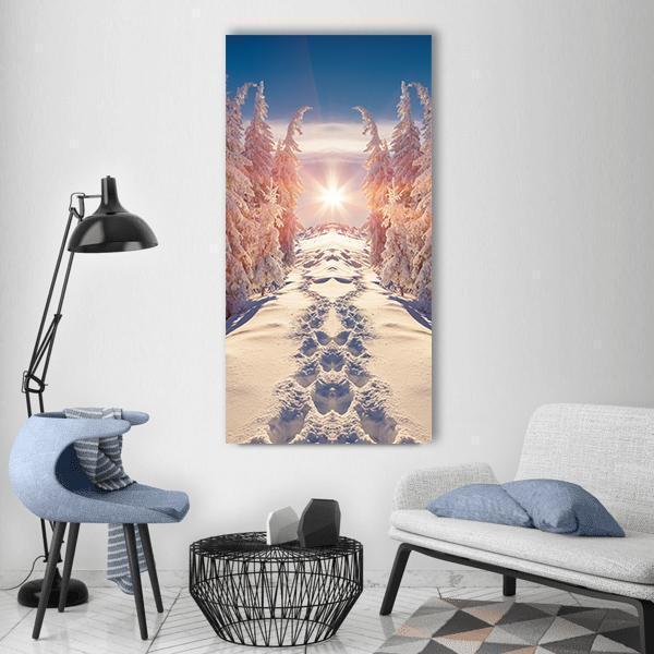 Winter Landscape Vertical Canvas Wall Art-3 Vertical-Gallery Wrap-12" x 25"-Tiaracle