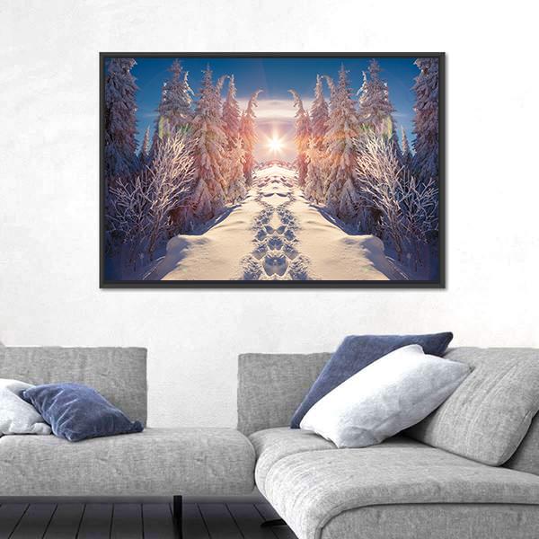 Winter Landscape Vertical Canvas Wall Art-3 Vertical-Gallery Wrap-12" x 25"-Tiaracle