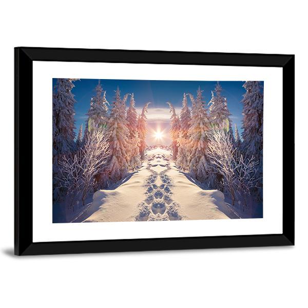 Winter Landscape Vertical Canvas Wall Art-3 Vertical-Gallery Wrap-12" x 25"-Tiaracle